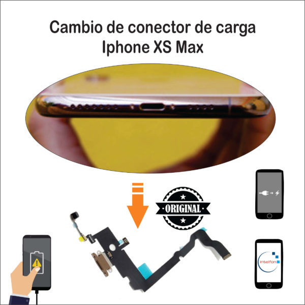 Cambiar conector de carga iPhone XS Max en nuestra tienda. Disponemos de productos originales y servicio técnico de reparación móviles urgente. iPhone, Samsung, Xiaomi, Huawei, Apple watch, Smartwatch, etc